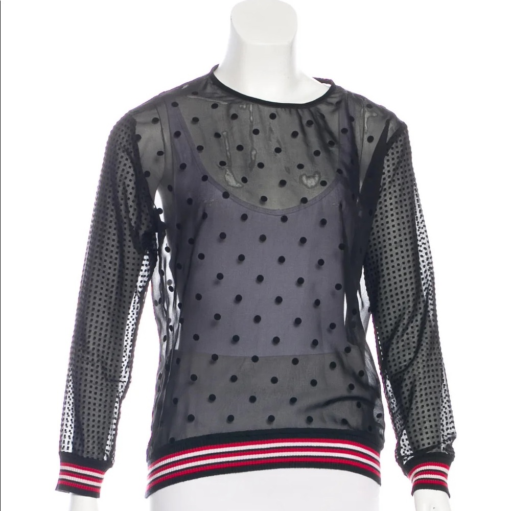 Sandro Paris Semi Sheer Polka Dot Blouse